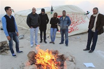  ACTIVISTS REBUILD E1 PROTEST CAMP FOR 9TH TIME AFTER ISRAELI ARMY RAID