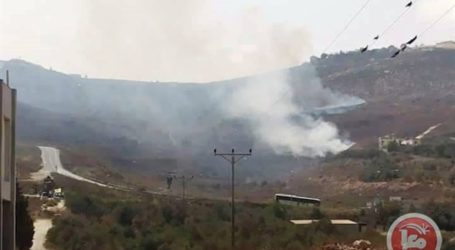 ISRAELI SETTLERS SET FIRE TO PALESTINIAN AGRICULTURAL LAND IN NABLUS