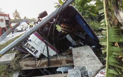 BUS PLUNGES INTO DRAIN, TWO INDONESIANS DIE EIGHT OTHERS SUSTAIN INJURIES