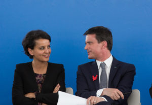 French Prime Minister Manuel Valls (R) and Education Minister Najat Vallaud-Belkacem.