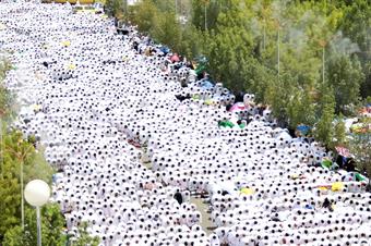 Hajj Pilgrims Perform Brief Noon Prayers En Masse