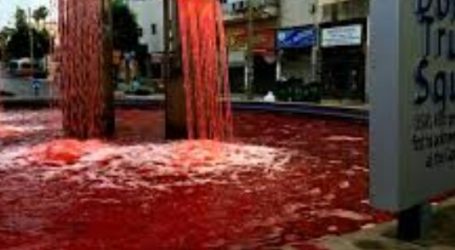 Israelis Put Blood Color in Trump Square Fountain