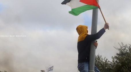 Palestinians Raise Palestinian Flag on Subaih Mountain