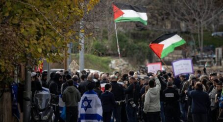 Left-wing Israeli Activists Join Protest Waving Palestinian Flags During Demonstrations