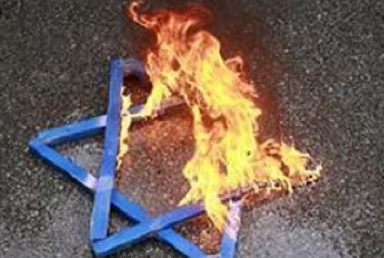 An illustration of the burning Israeli flag symbolizes the destruction of the nation (photo: Fb)