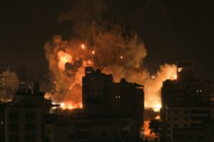 Israeli Airstrike in Gaza (photo: Wafa)