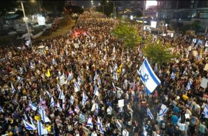 Hundreds of thousands of Israelis took part in an anti-government protest in Tel Aviv. (Photo: video grab)