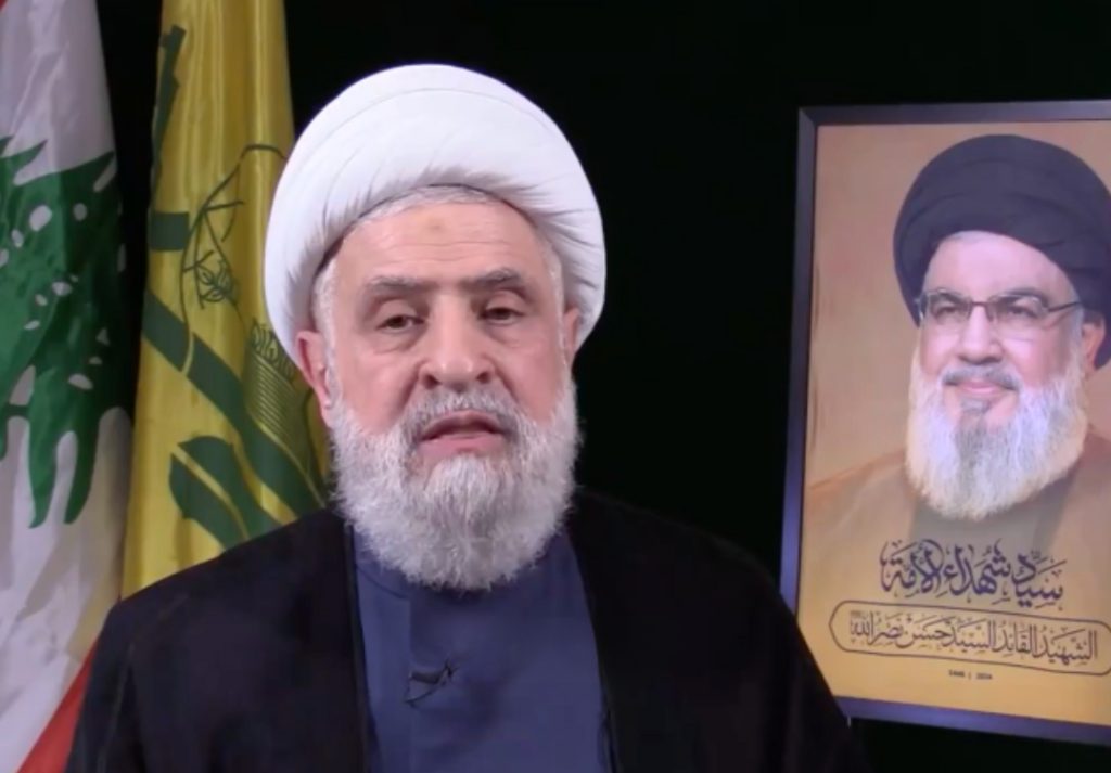 The new Hezbollah Secretary-General, Naim Qassem. (Photo: video grab, via Al-Mayadeen)