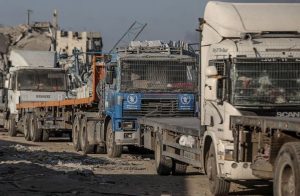 Trucks carrying aid to Gaza/DOC © WFP/Ali Jadallah