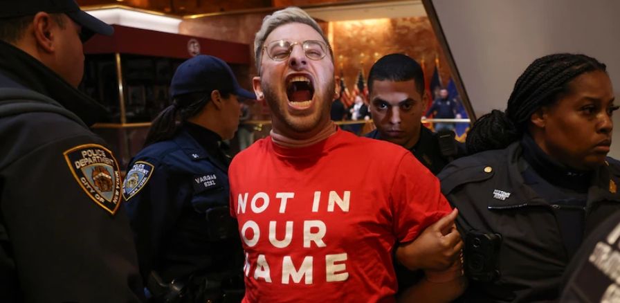 Nearly 100 Jewish Activists Arrested in New York Protesting Detention of Mahmoud Khalil (photo: ABC News)