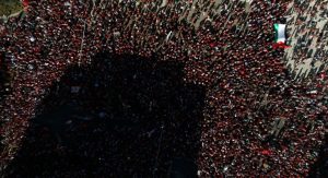 Tens of thousands of people took to the streets of Brussels on Sunday in the second “Red Line for Gaza” demonstration (photo: PIC)