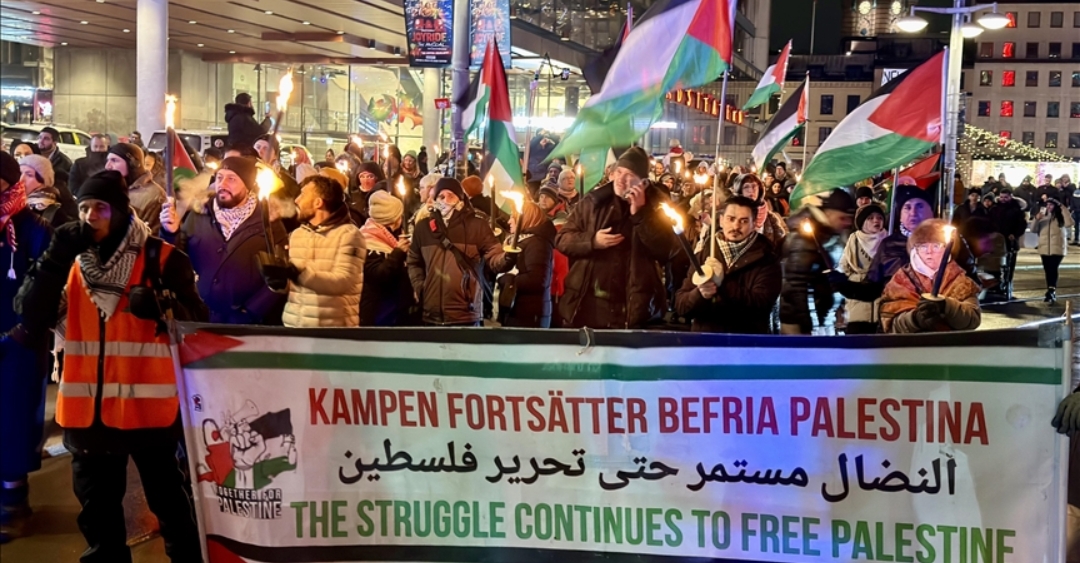 Hundreds Protest in Stockholm Against Israeli Ceasefire Violations and Aid Restrictions in Gaza (photo: Anadolu Agency)