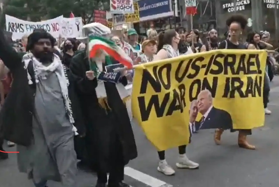 Illustration of New Yorkers demonstrating against the Iran War (Photo/Combat anti-Semitism)